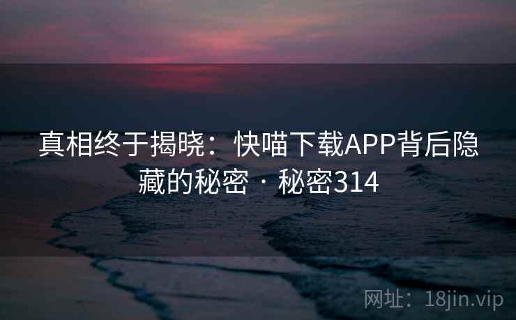 真相终于揭晓：快喵下载APP背后隐藏的秘密 · 秘密314